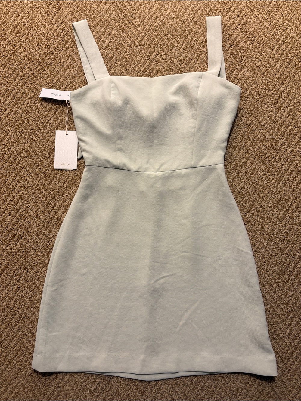 Wilfred Pale Green Square-Neck Mini Dress